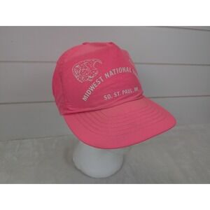 Vintage Neon Pink Snapback Baseball Cap Midwest National Farmers Minnesota 90s